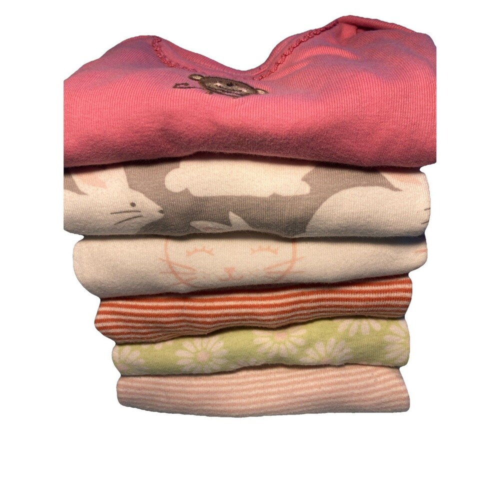 6 Baby Girls 12-18M Bodysuits Cotton Short Sleeve Carter’s Lot GUC